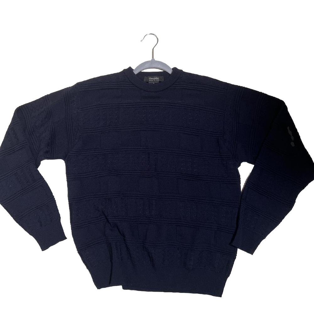 Giorgiolini Sweater Round Neck Long Sleeve Blue Pullover Made In Italy Mens S